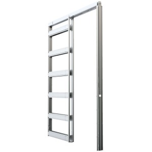 Dalsys Schiebetürsystem CW 75 Einbauelement aus verzinktem Stahl, silberfarben.