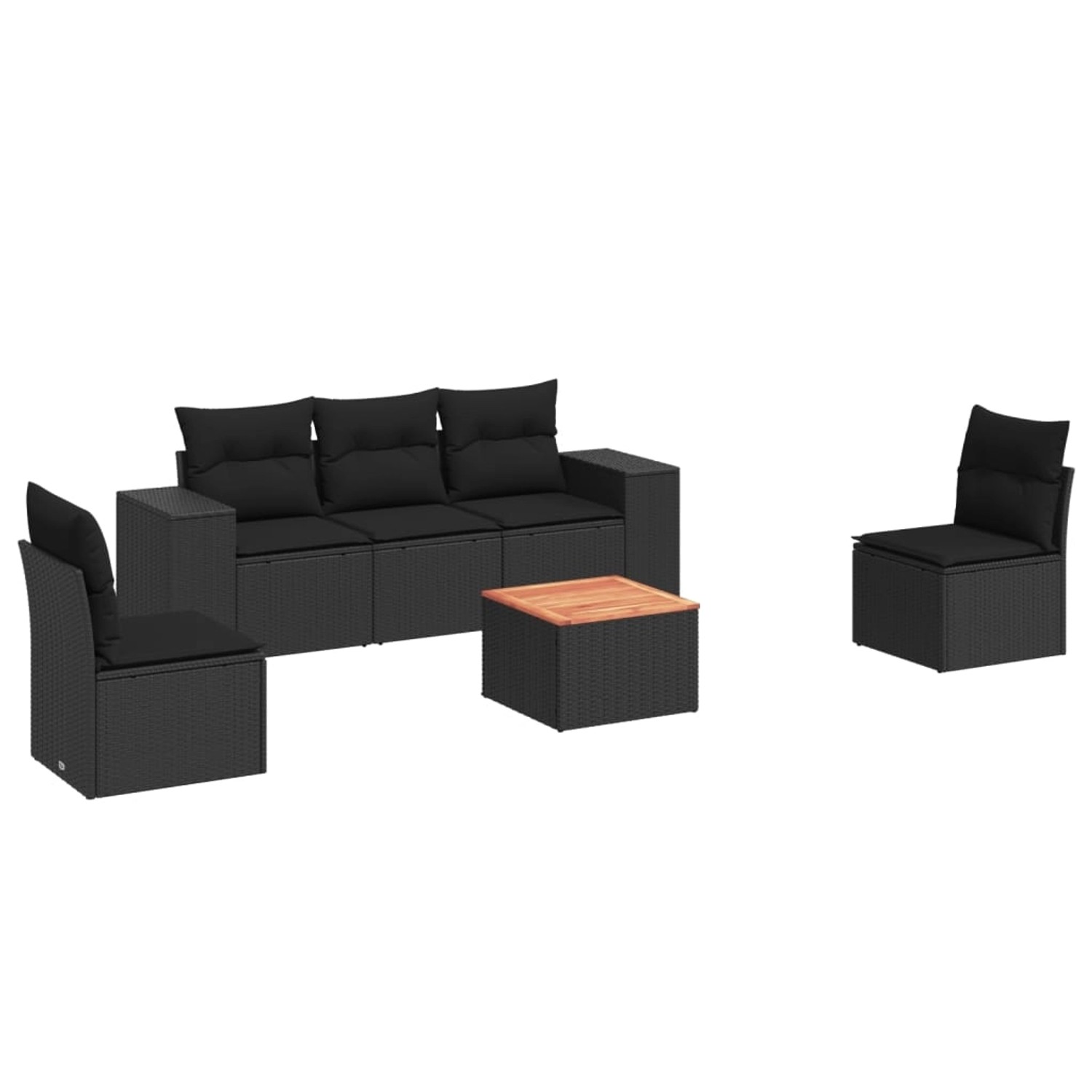 vidaXL 6-tlg Garten-Sofagarnitur mit Kissen Schwarz Poly Rattan Modell 227 günstig online kaufen