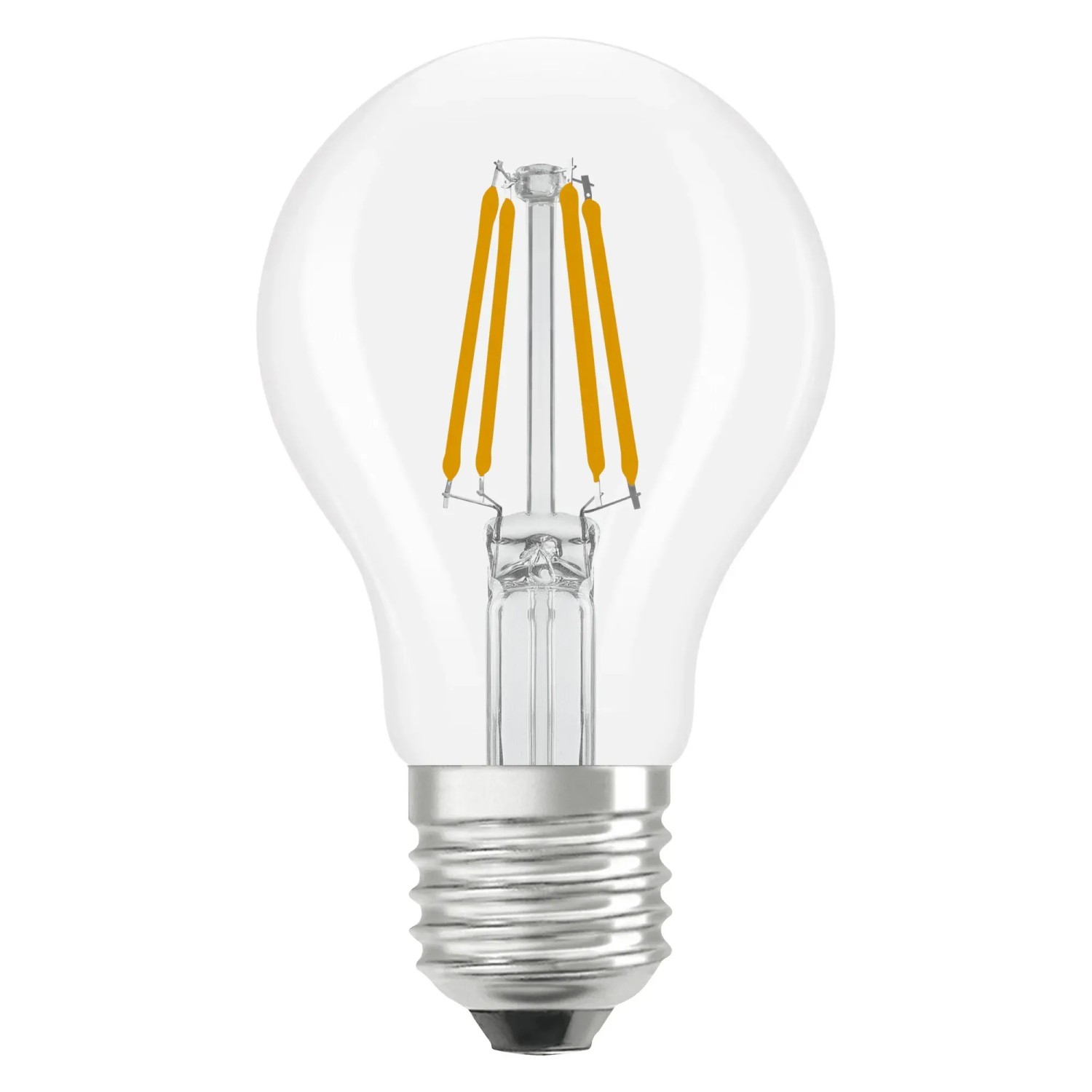 Osram E27 LED-Lampe in Glühlampenform, 3,4W, neutralweißes Licht, klare Ausführung.