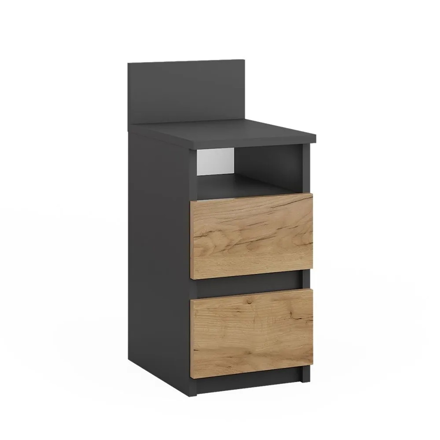 Vicco Die Nachtkommode Monty Anthrazit Goldkraft Eiche 25 x 59 mit 2 Schubladen