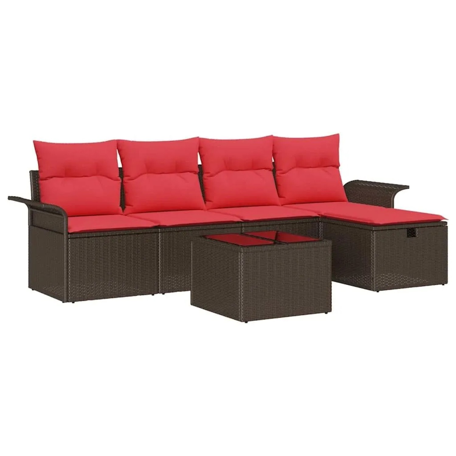 vidaXL Gartensofa-set mit Kissen mit Speicher 6 Stk Poly Rattan 3360205