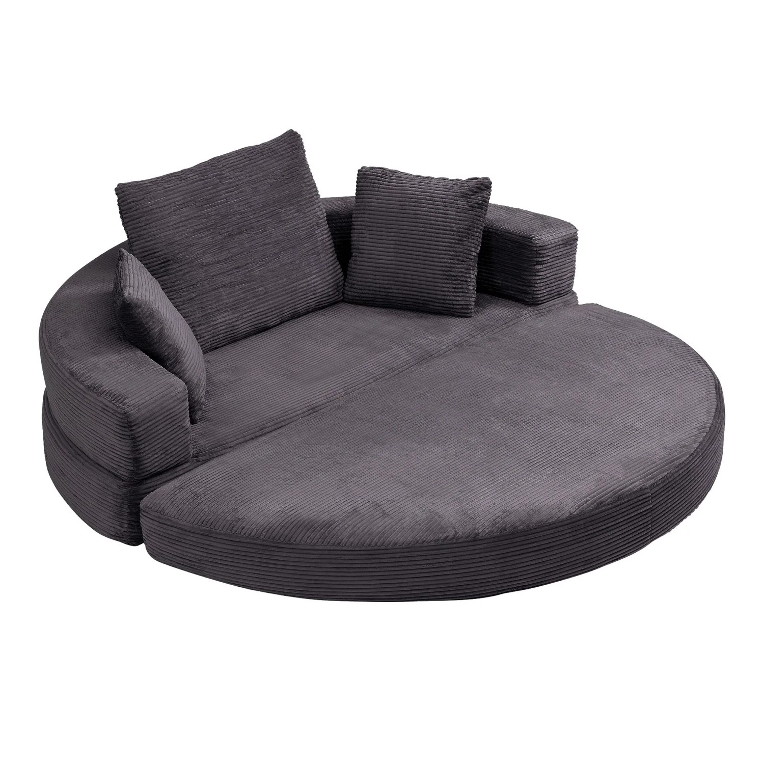 Merax Schlafsofa 173x176 cm Cord Modulsofa Oval mit Kissen