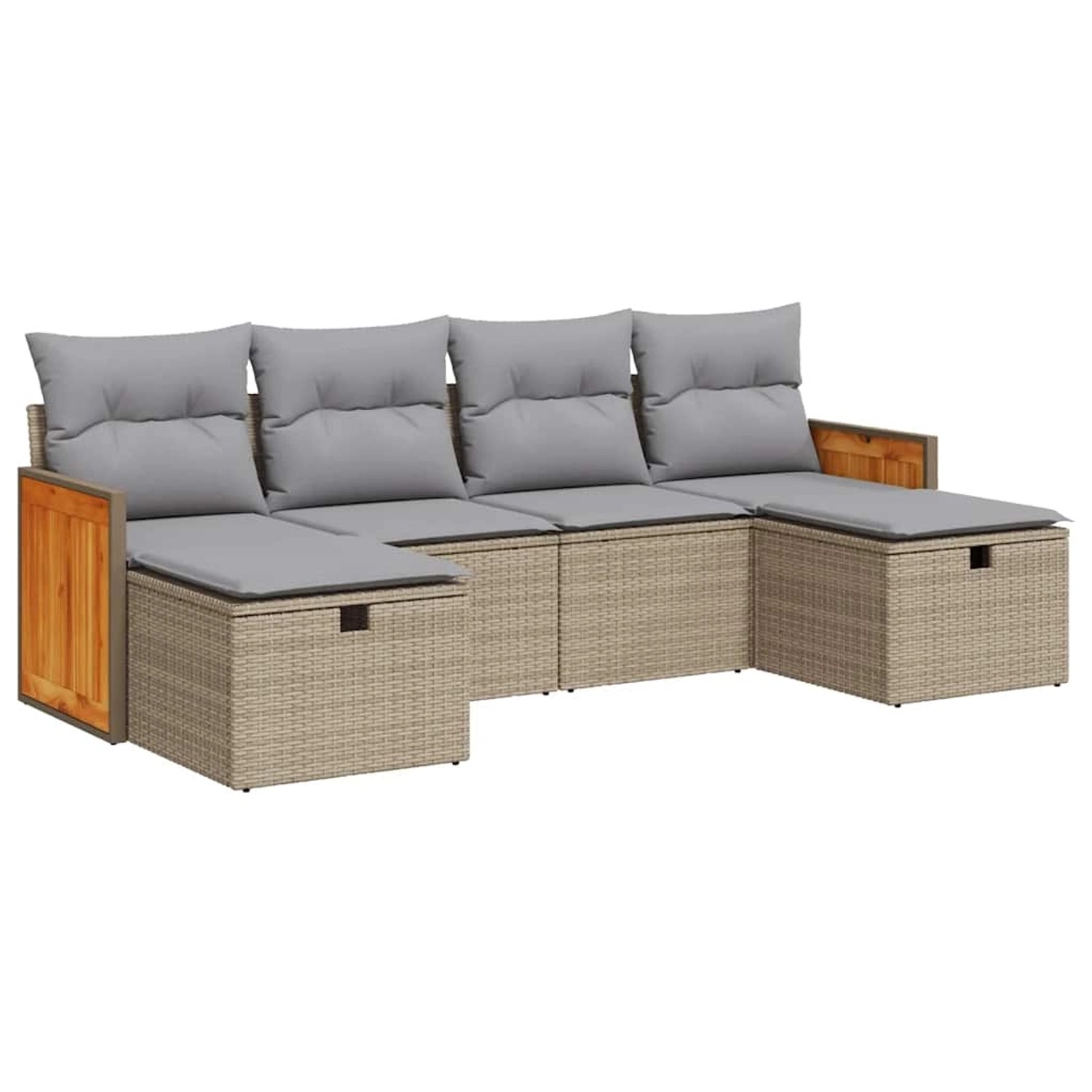 vidaXL 6-Tlg Garten-Sofagarnitur mit Kissen Beige Poly Rattan 3326056 günstig online kaufen