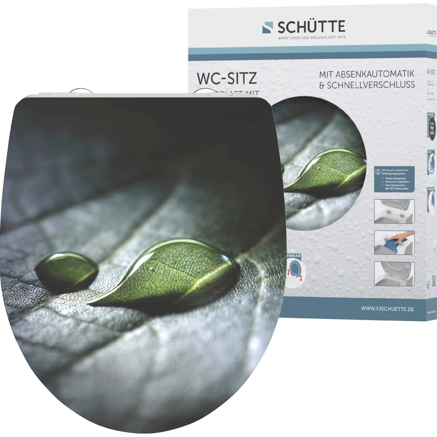 Schütte WC-Sitz Rain Drop Duroplast mit Absenkautomatik & Schnellverschluss günstig online kaufen