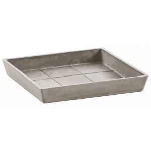 Quadratischer Ecopots Untersetzer, braungrau, 18 cm, für Innen- und Außenbereich.