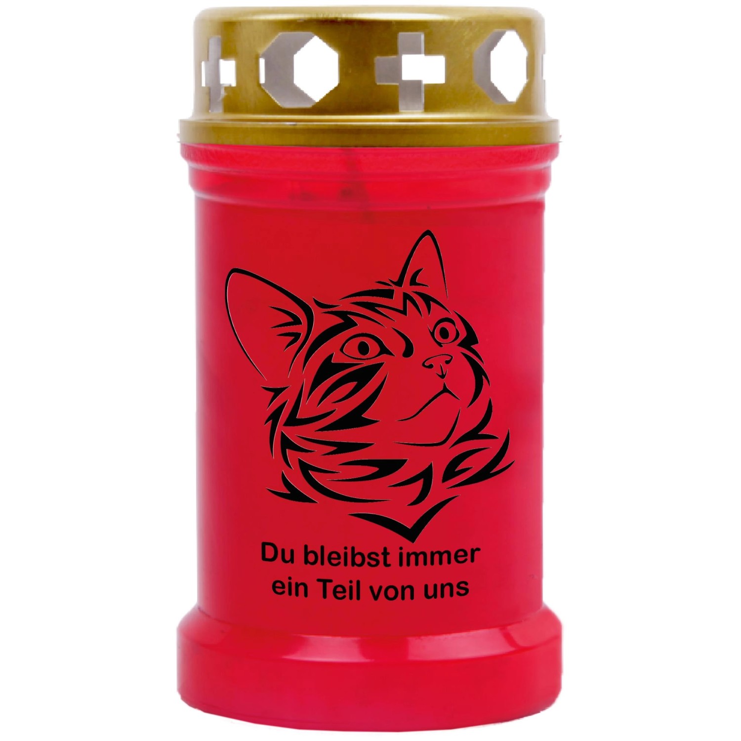 HS Candle Grabkerze Rot 40h Inkl. Deckel Gold Katze 1 günstig online kaufen