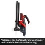 Einhell Power X-Change Akku-Handstaubsauger TE-HV 18/06 Li-Solo rot-schwarz mit Zubehör an Wandhalterung, platzsparend.