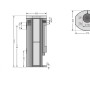 Technische Zeichnung Justus Baltrum 2.0 Kaminofen mit Maßen.
