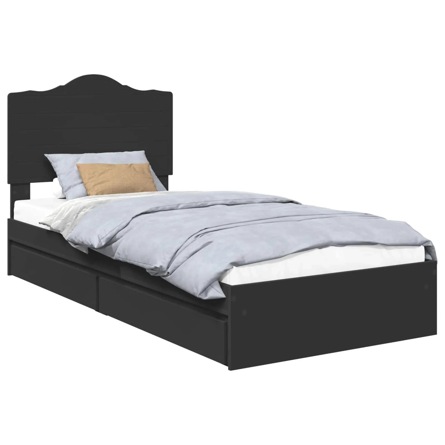 vidaXL Stauraumbett Schwarz 75 x 190 cm Holzwerkstoff 3413556 günstig online kaufen