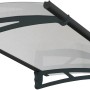 Palram Canopia Aquila 1.5 x 0.9 Vordach in Anthrazit mit klarer Acrylglas-Eindeckung.