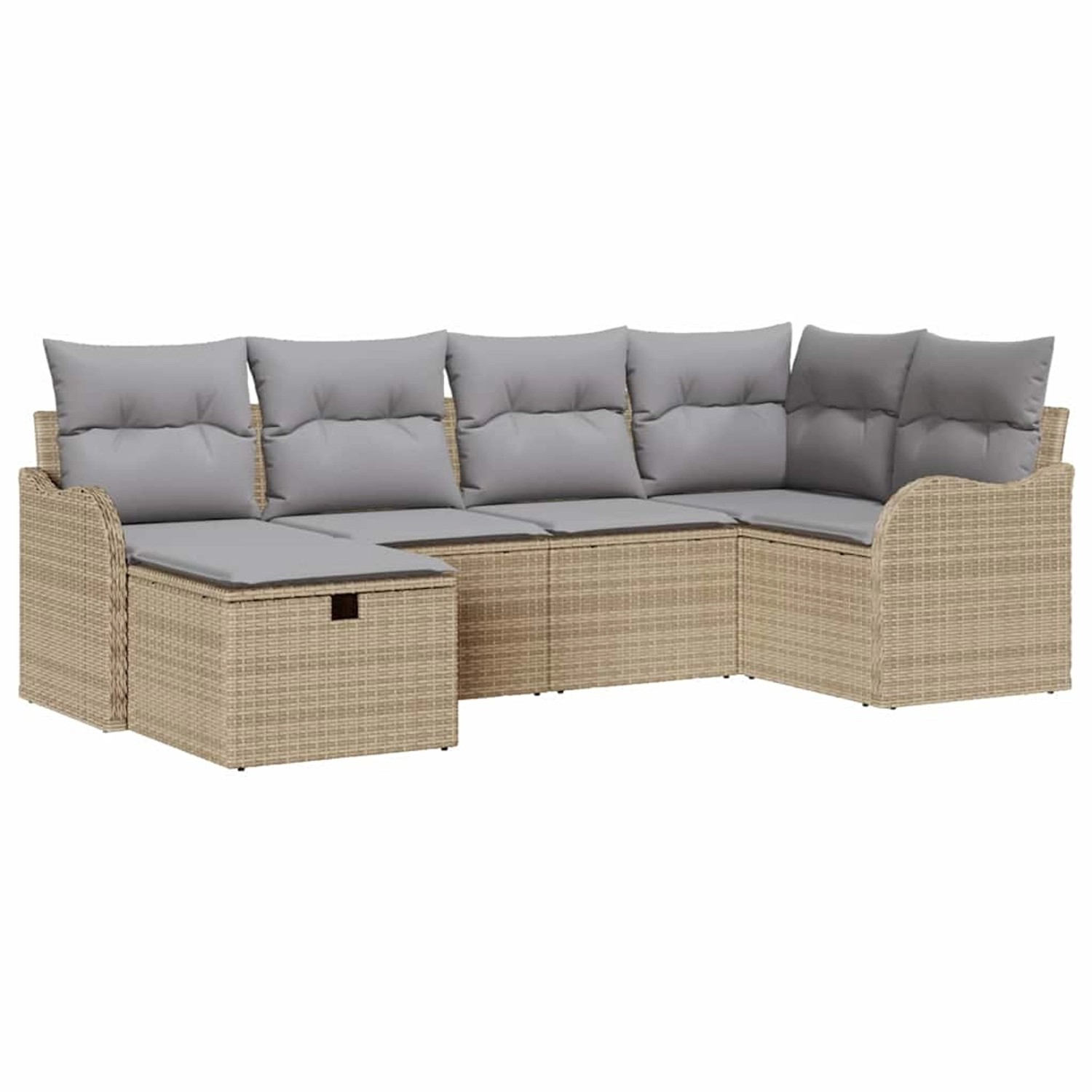 vidaXL Garten-Sofa-Set mit Kissen mit Speicher 6-Tlg Beige Poly Rattan 3360 günstig online kaufen