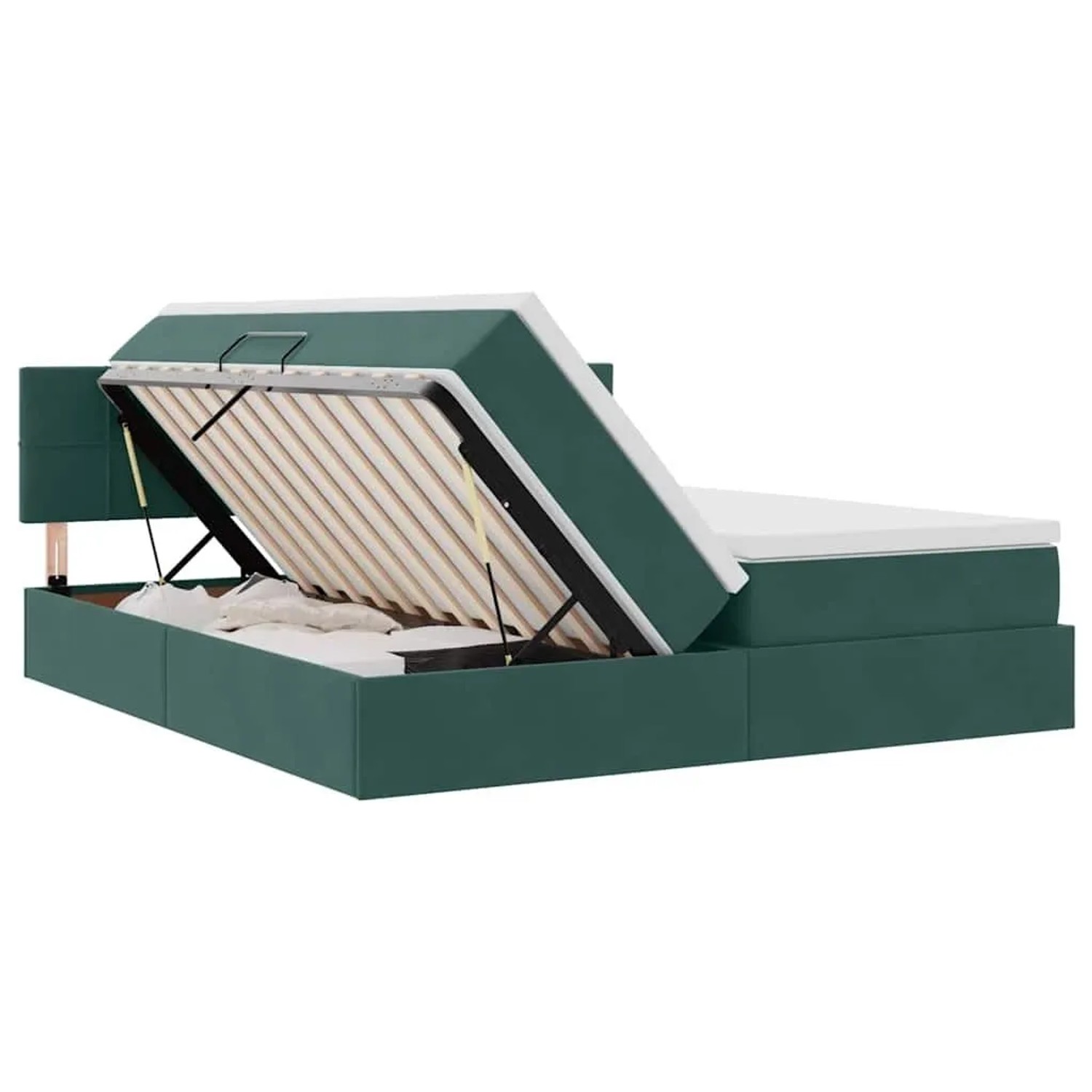 vidaXL Bett mit LED-Lichtleisten Dunkelgrün 200 x 200 cm Samt 3371618_9