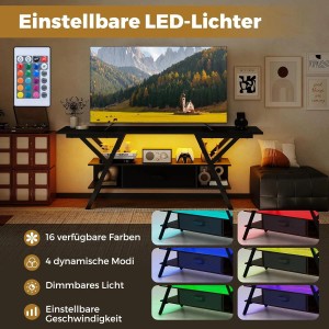 Costway Tv-Ständer mit Led & Usb & Type-C für 65-Zoll-Tv Schwarz