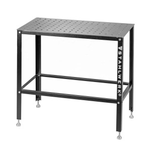 STAHLWERK Schweißtisch mit 3 mm Arbeitsplatte, 91,5x46x90 cm, 500 kg Tragkraft, D16 Lochsystem.