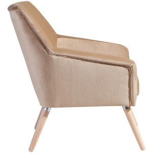 Max Winzer Alegro Loungesessel in Sand: Sessel mit Samtvelour und Holzfüßen.