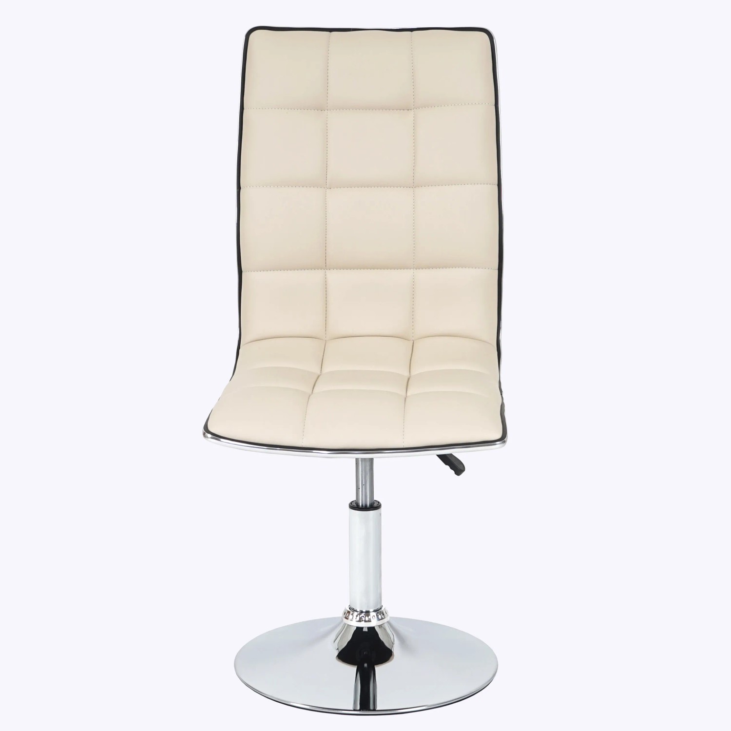 MCW Esszimmerstuhl C41 6er-Set, creme Kunstleder, Polsterstuhl mit Chromfuß.