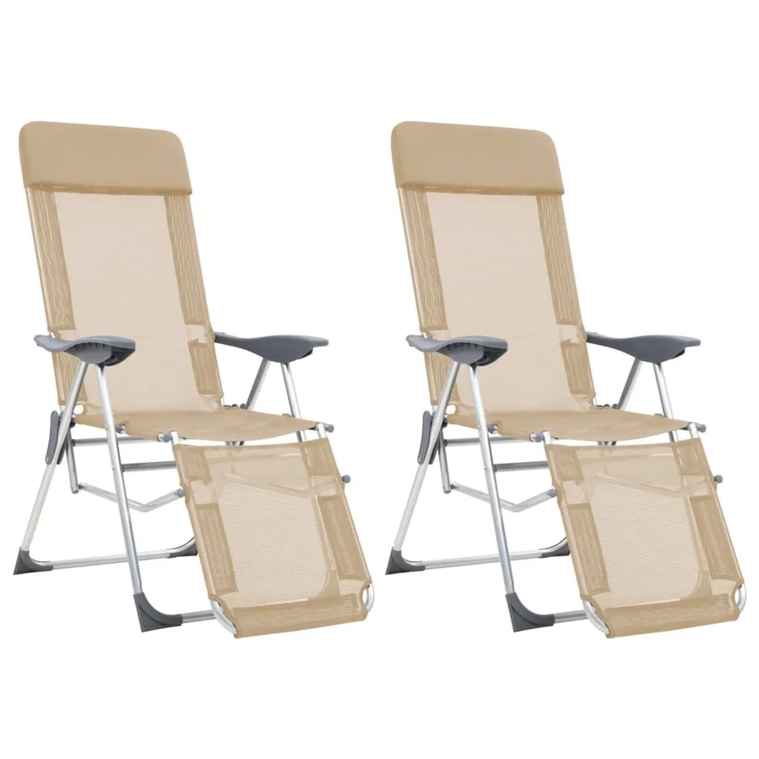 vidaXL Klappbare Liegestühle mit Fußteil 2 Stk Creme Textilene 360147