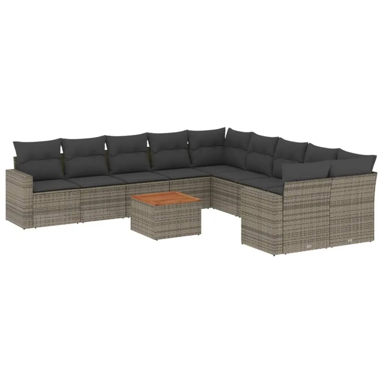 vidaXL 11-Tlg Garten-Sofagarnitur mit Kissen Grau Poly Rattan 3224317