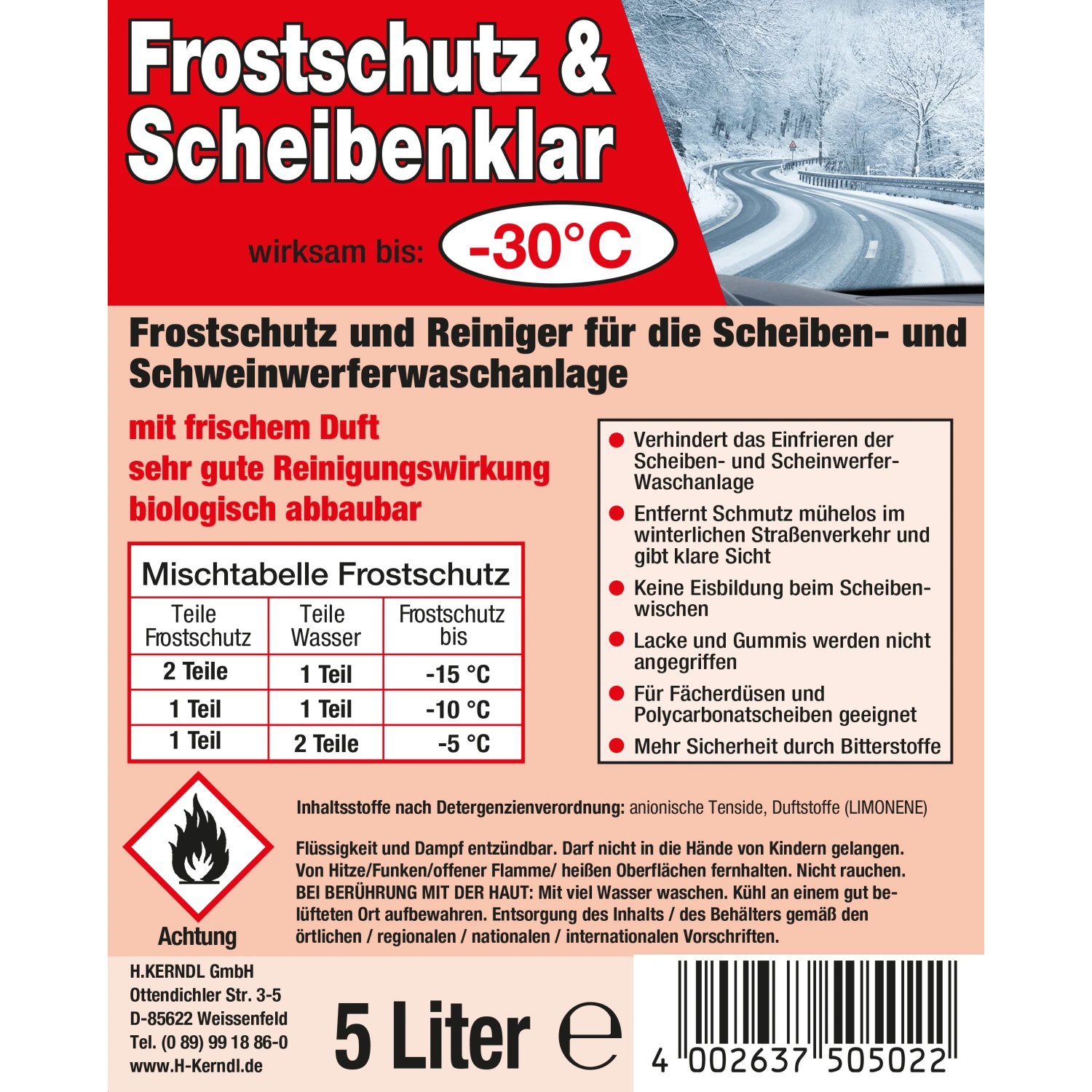 Frostschutz & Scheibenklar -30°C 5 l Schnabelkanne