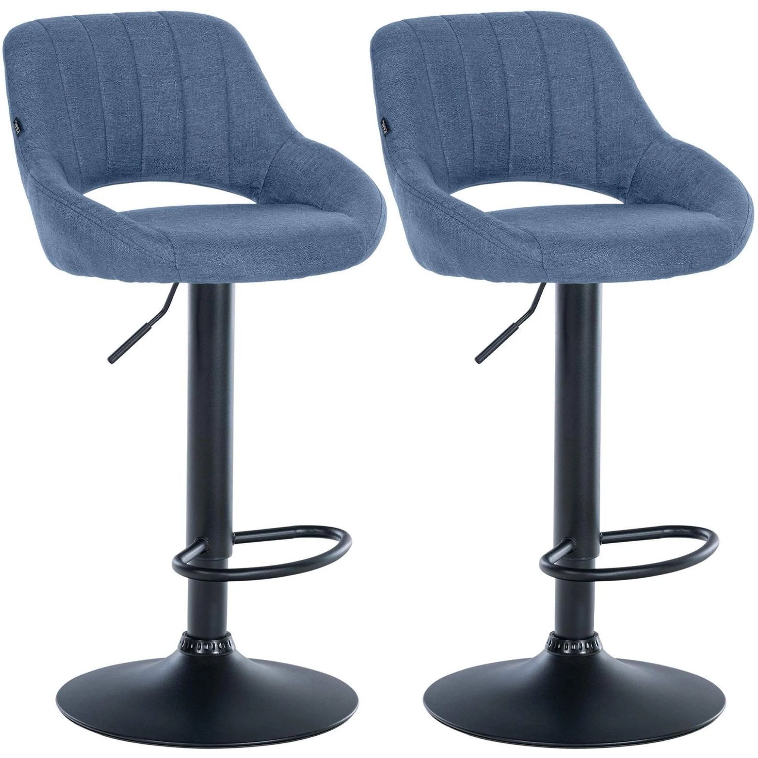 DELUKE 2er Set Barhocker SEGAD Stoff Blau 47x48x85cm Schwarz Barstuhl Mit Lehne Tresenhocker Tresenstuhl