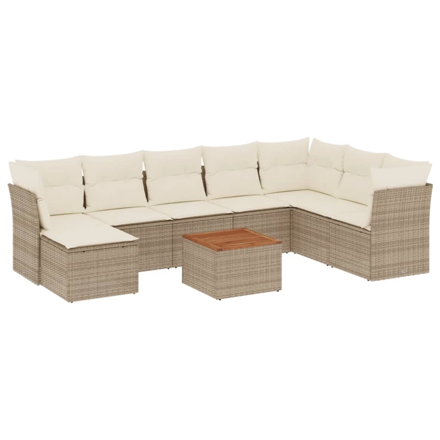 vidaXL 9-Tlg Garten-Sofagarnitur mit Kissen Beige Poly Rattan 3256114 günstig online kaufen