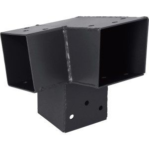 Anthrazitfarbener 105° Steckverbinder mit 3 Enden (71x71) für Holzkonstruktionen.