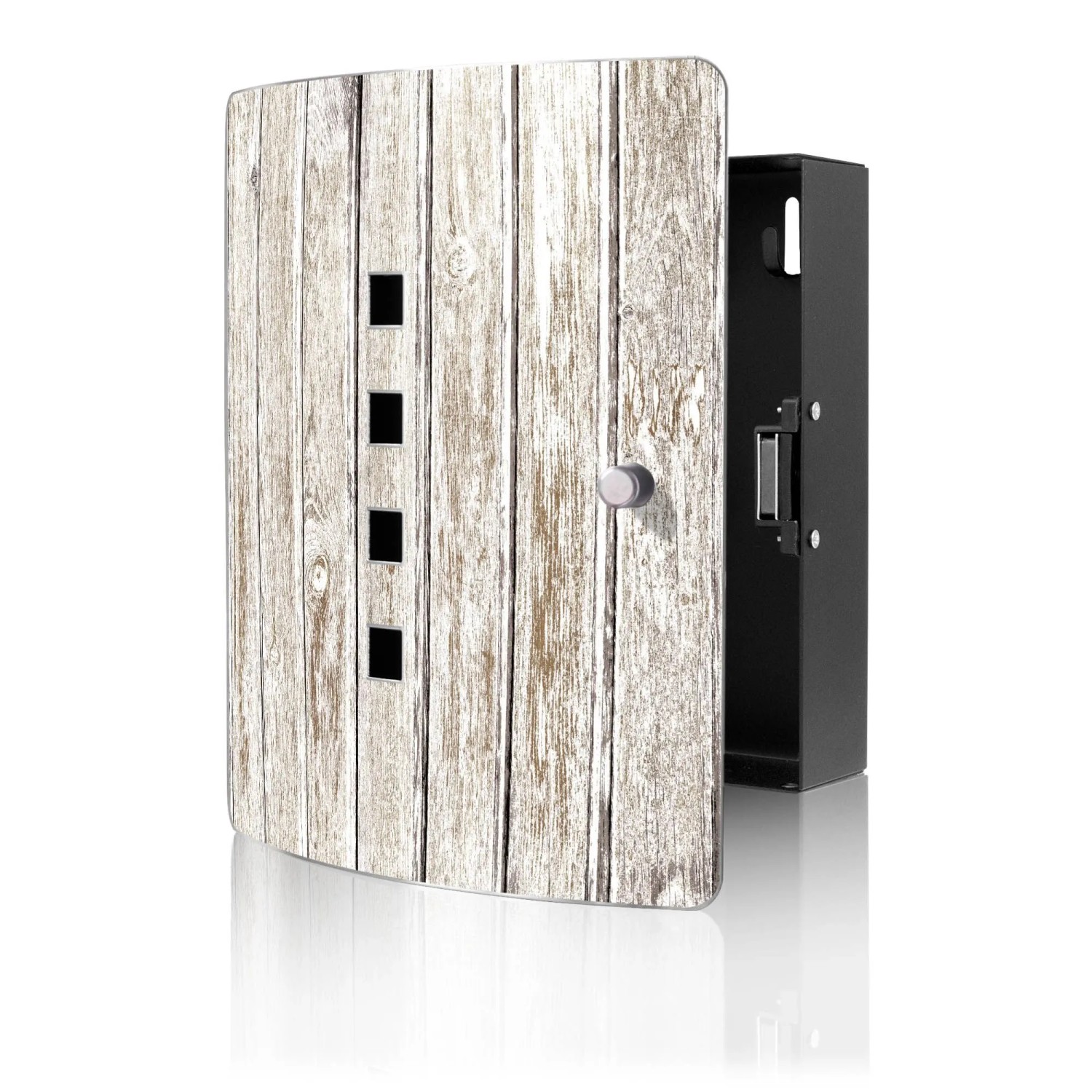 Banjado Design Schlüsselkasten Aus Edelstahl Für 10 Schlüssel 24x21,5x7cm Mit Magnetverschluss Motiv Weißes Holz