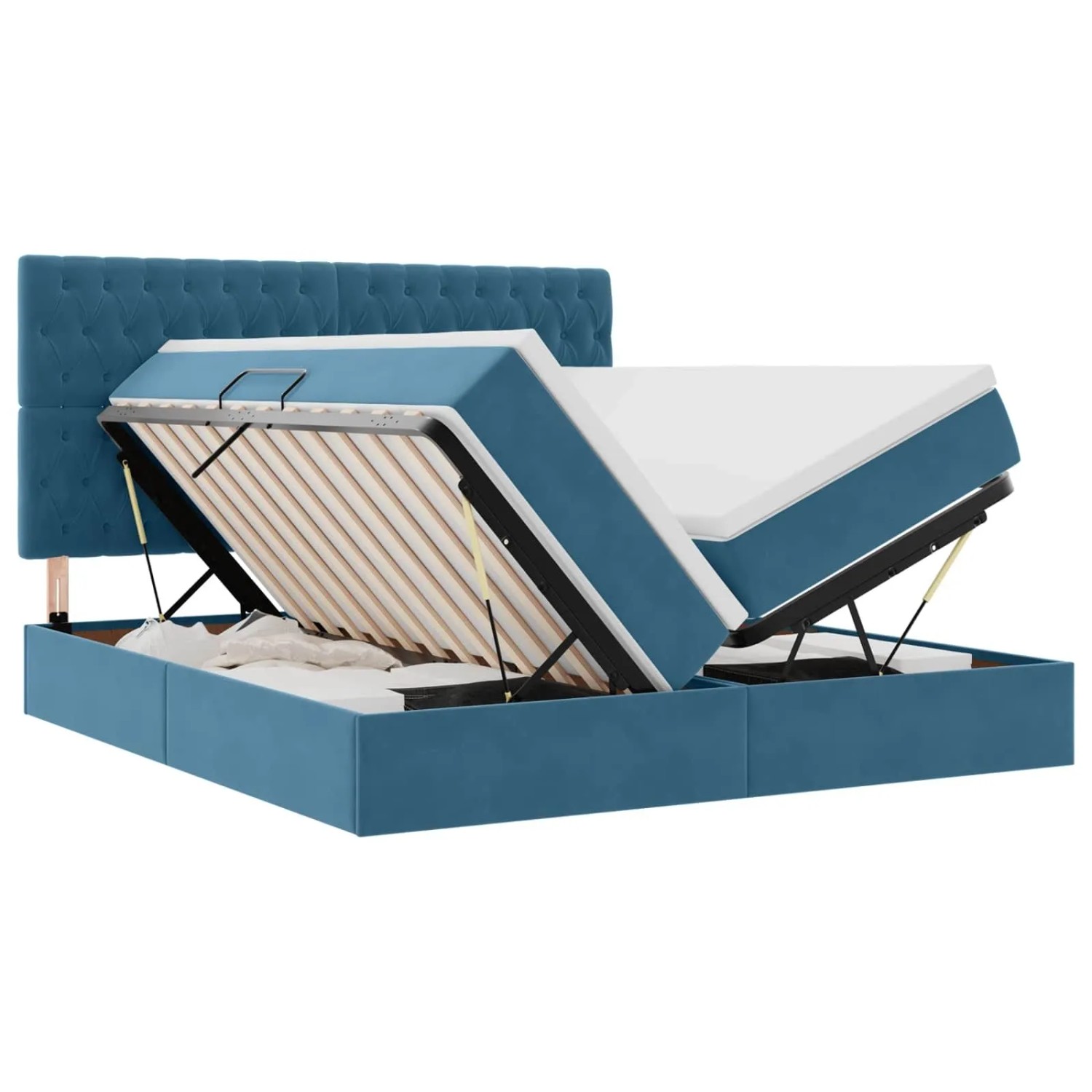 vidaXL Bett mit LED-Lichtleisten Dunkelblau 180 x 200 cm Samt 3372897