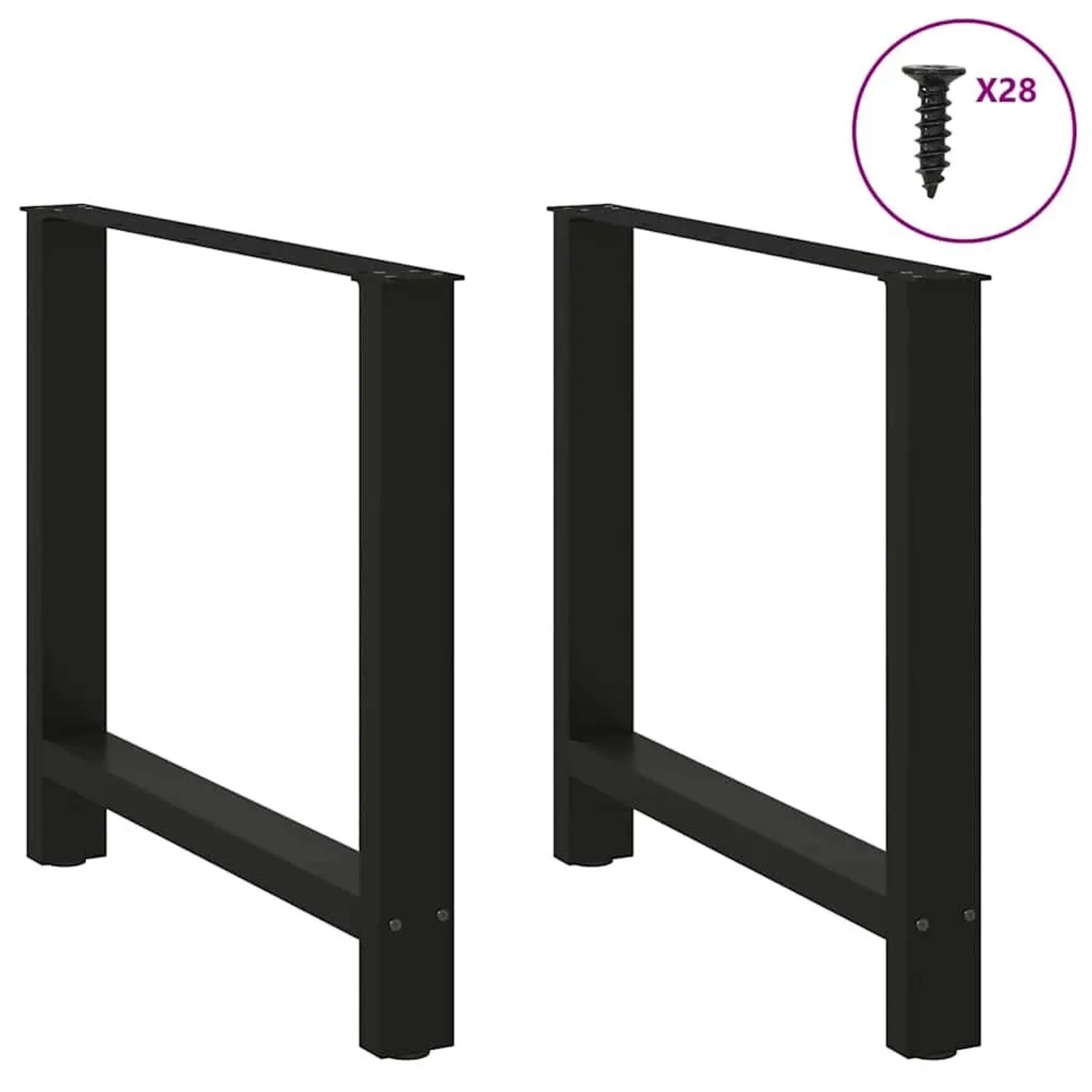 vidaXL Esstischbeine, 2 Stk., schwarz, Stahl, 70x72 cm. Möbelbeine für Esstische.