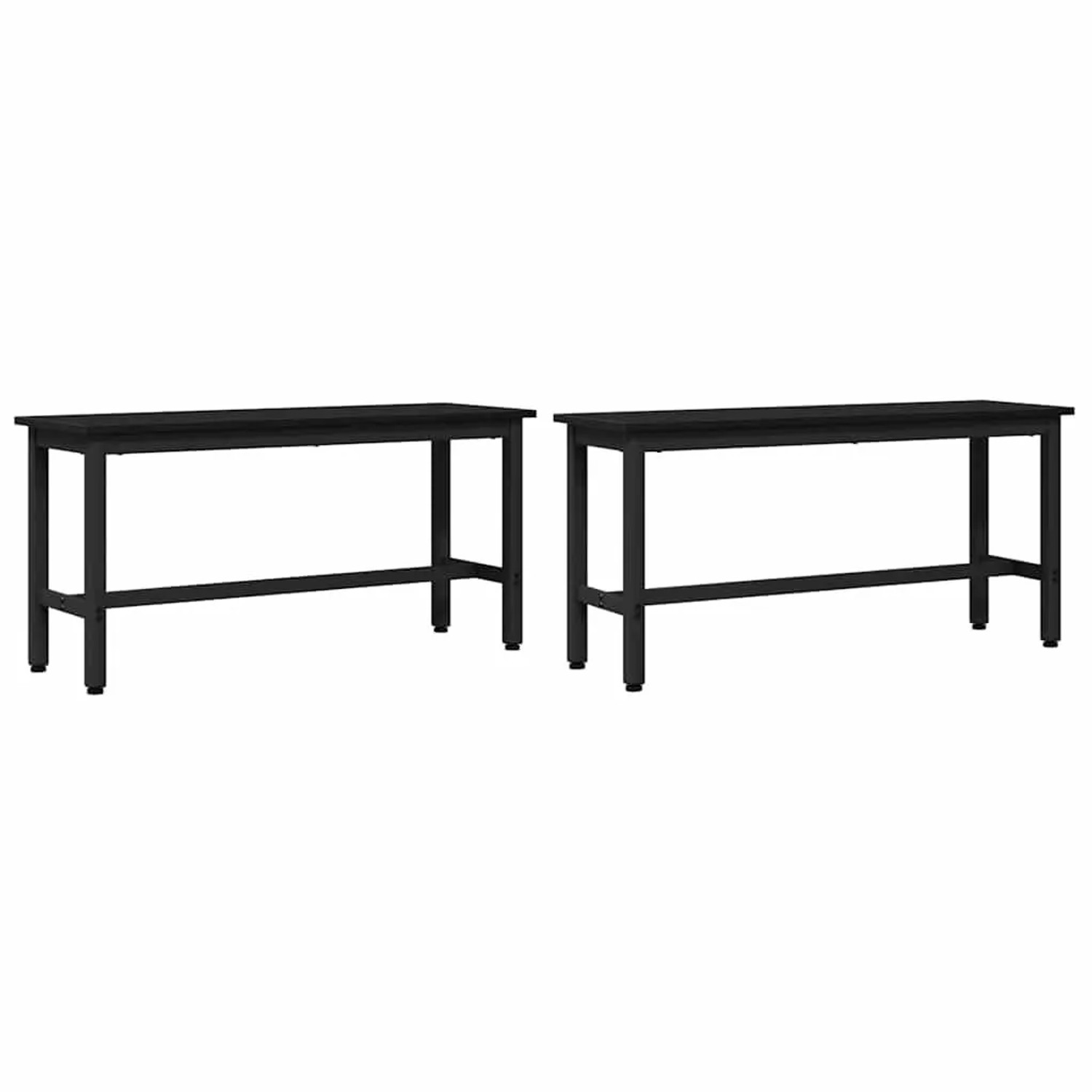 vidaXL Esstischbank 2 Stk Schwarz Eichen-Optik 100 x 32,5 x 48,5 cm 873751