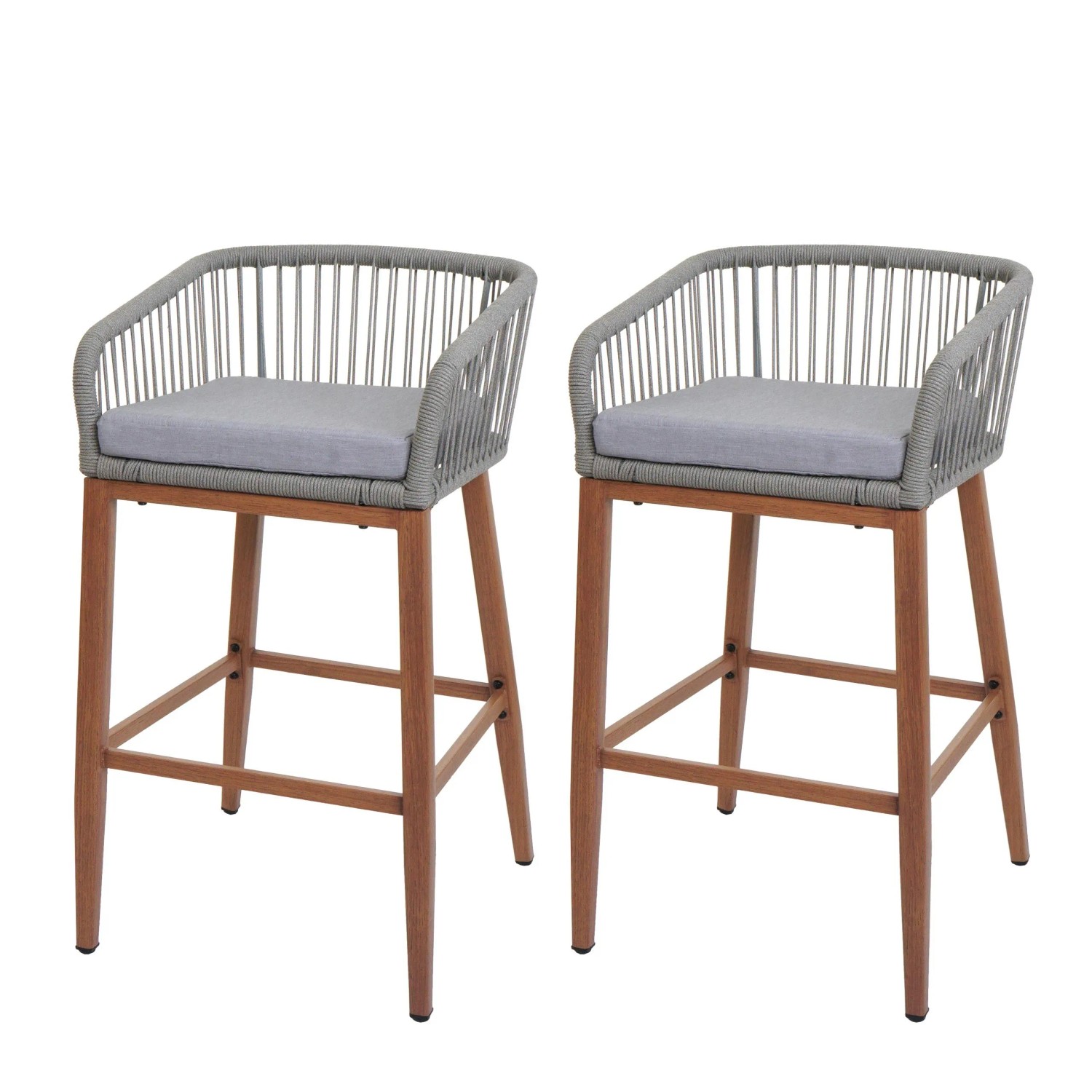 Proregal 2er-Set Rope-Barhocker HxBxT 92x51x53 cm Sitzhöhe 76cm Hellgrau Ki günstig online kaufen