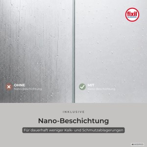 Duschglas mit Nano-Beschichtung: Wasser perlt ab, weniger Kalk & Schmutz. Für Schulte Nischendusche.