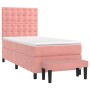 Rosa vidaXL Boxspringbett mit Matratze und Bank, Samtbezug.