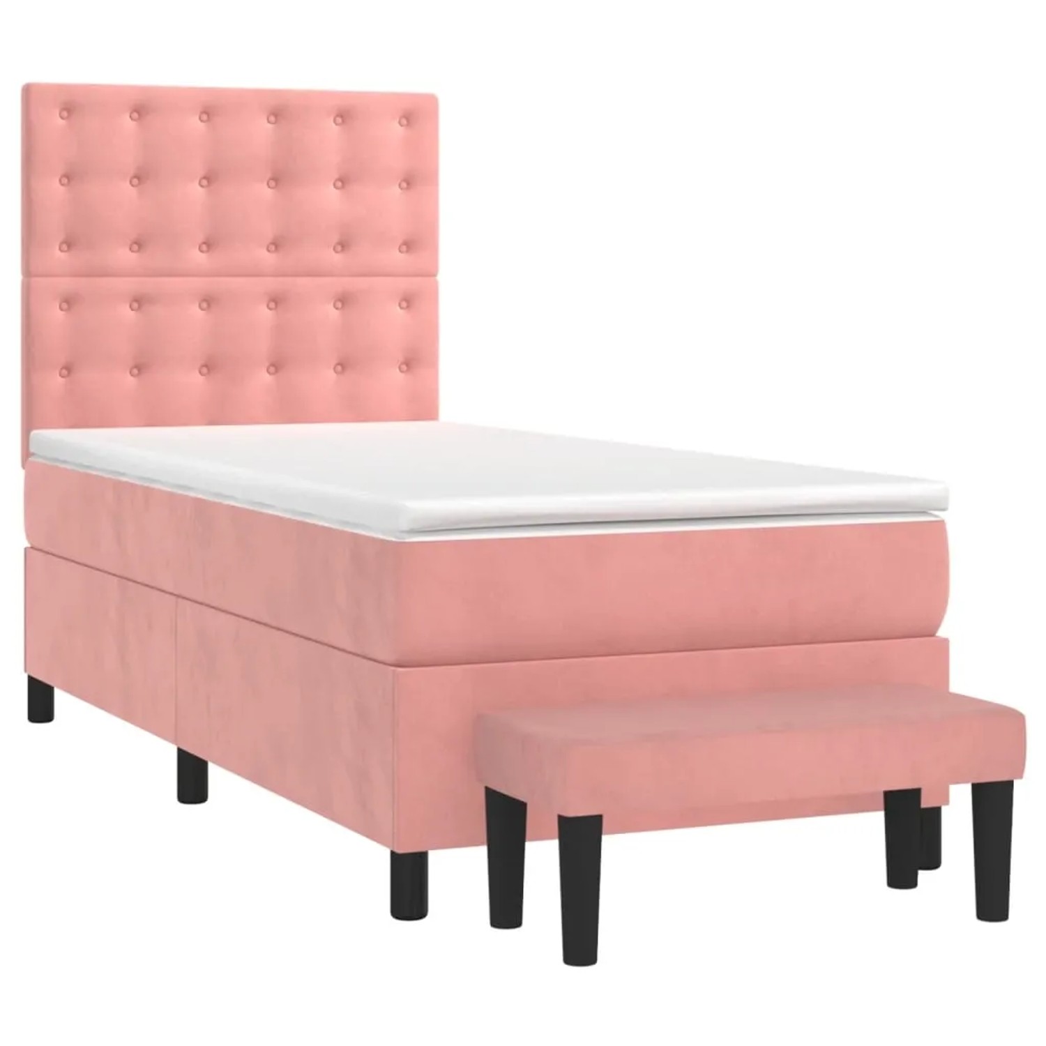 Rosa vidaXL Boxspringbett mit Matratze und Bank, Samtbezug.