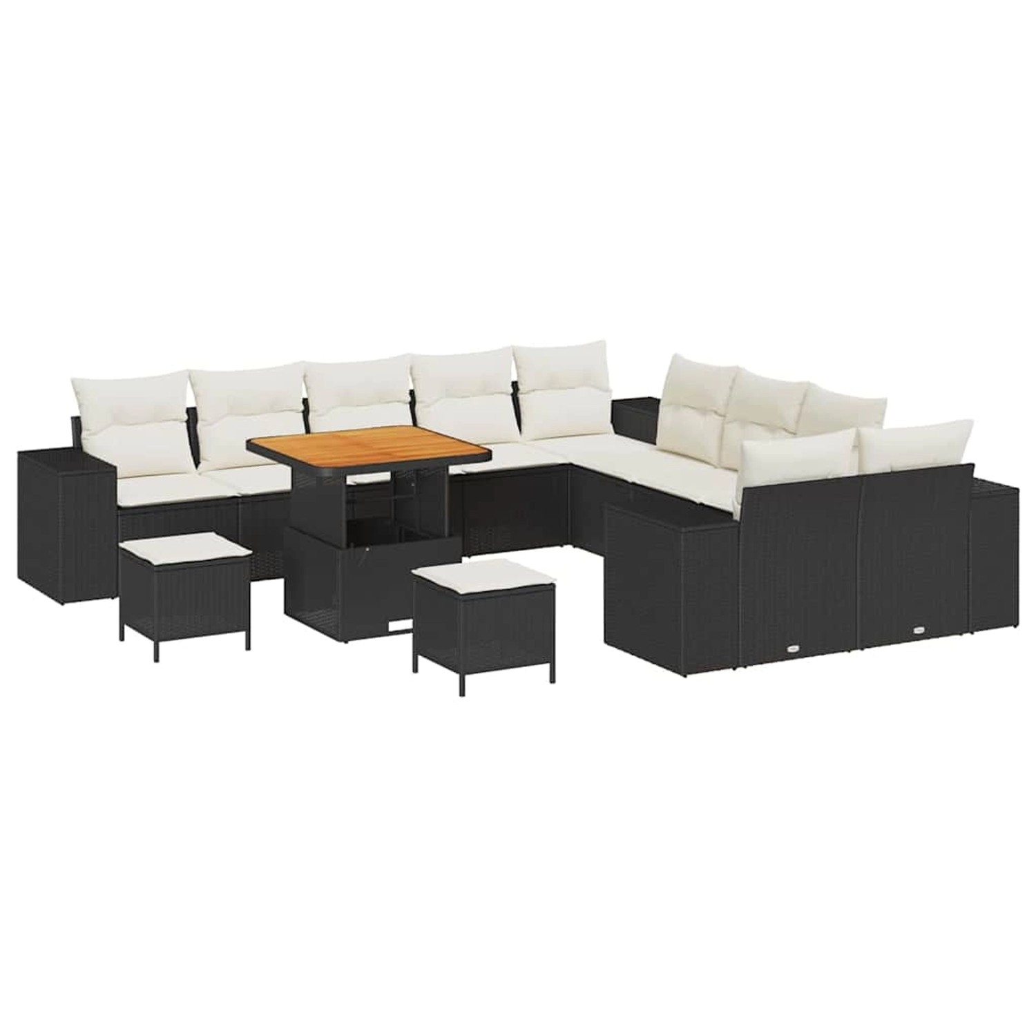 vidaXL Garten-Sofa-Set Höhenverstellbar 13-Tlg Schwarz Poly Rattan 3362060 günstig online kaufen