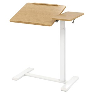 Costway Pflegetisch, höhenverstellbar, mit neigbarer Holzplatte, fester Ablage und weißem Metallgestell.