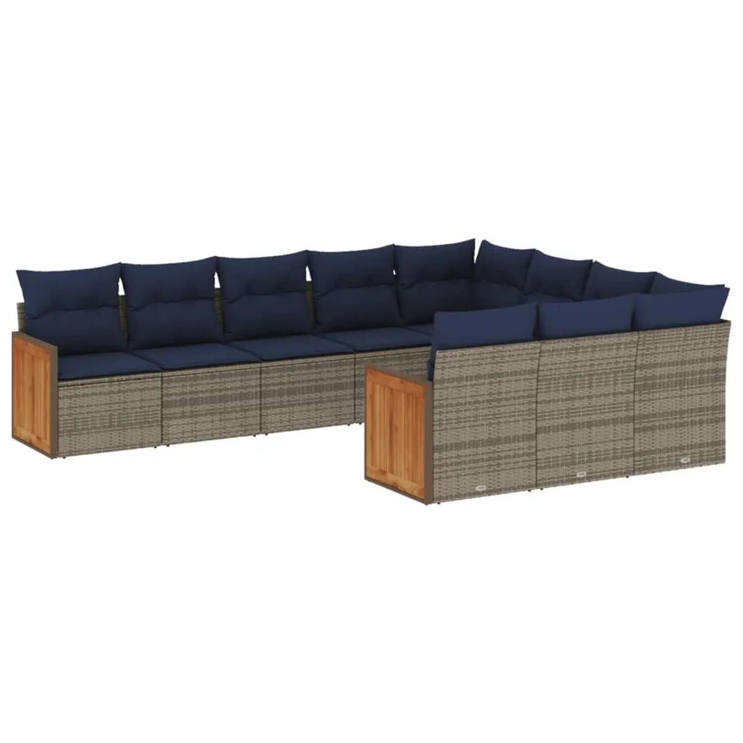 vidaXL 10-Tlg Gartensofa-Set mit Kissen Grau Polyrattan 3228021 günstig online kaufen