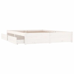 Weißes vidaXL Bett (140x200 cm) mit vier Schubladen für zusätzlichen Stauraum.