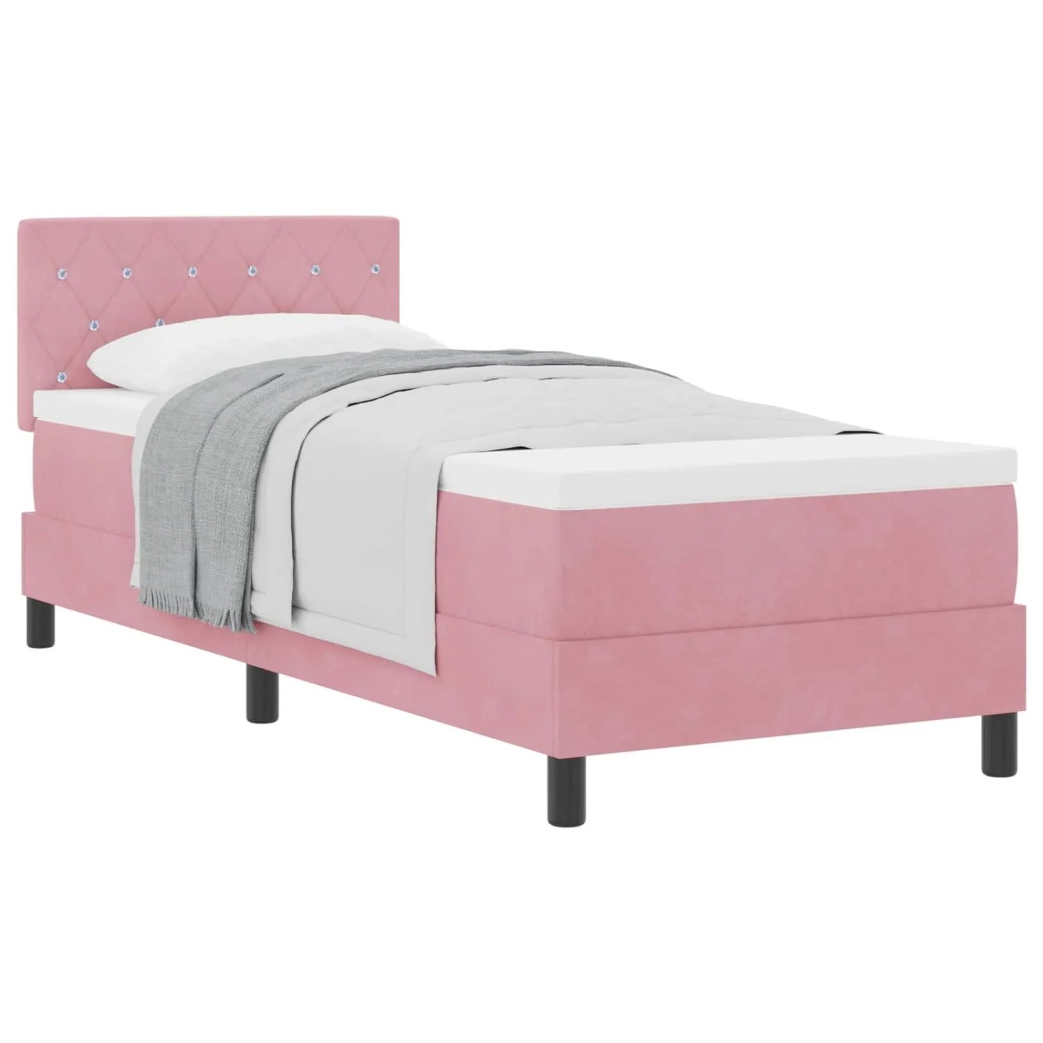 vidaXL Boxspringbett mit Matratze mit Kopfteil Rosa 80 x 200 cm Samt 3339073
