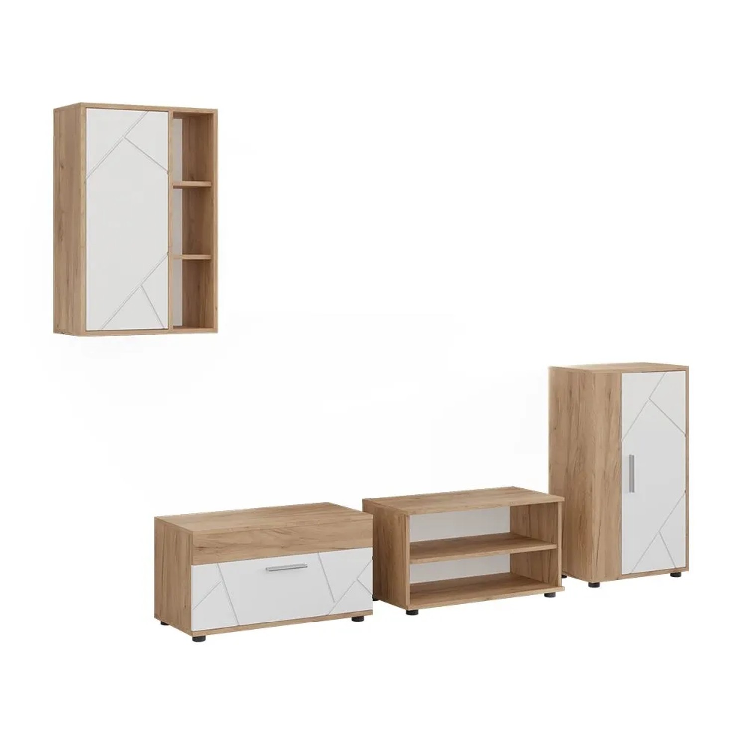 Vicco Wohnwand Berno Goldkraft Eiche/Weiß 50 x 78 4-teiliges Set Art Nr 59218