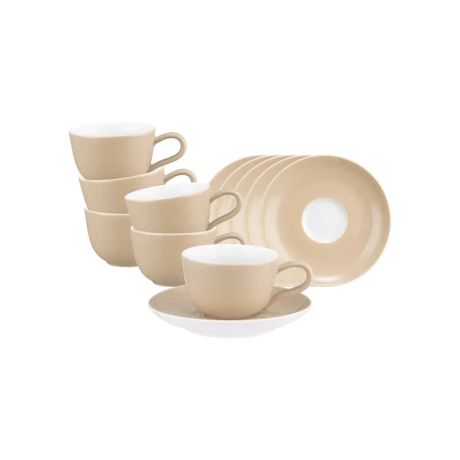 Seltmann Weiden Liberty Pure Colors Espressotasse mit Untertasse 6er Set Dusty Beige