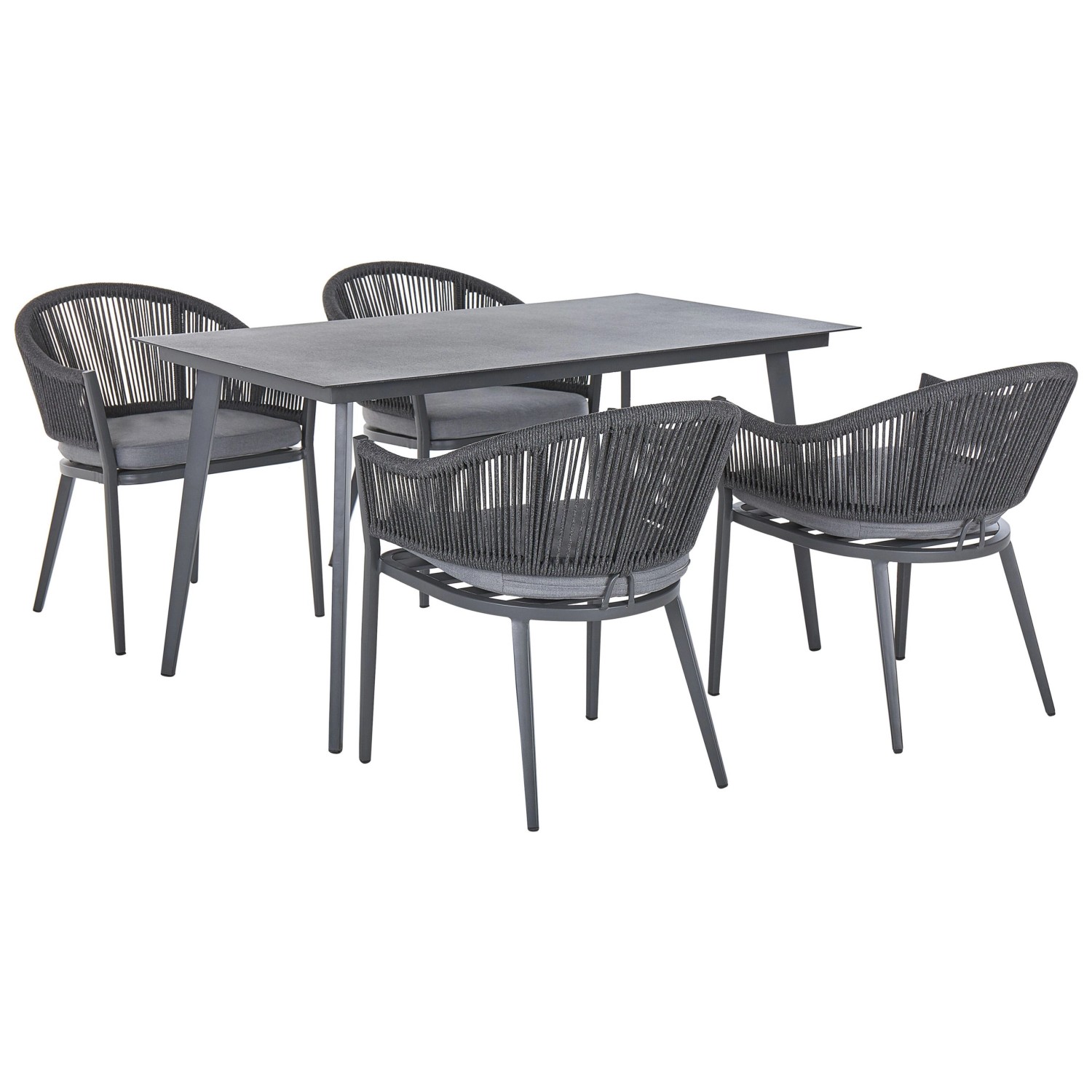 Beliani Gartentisch Set MILETO Dunkelgrau 80 x140 x75