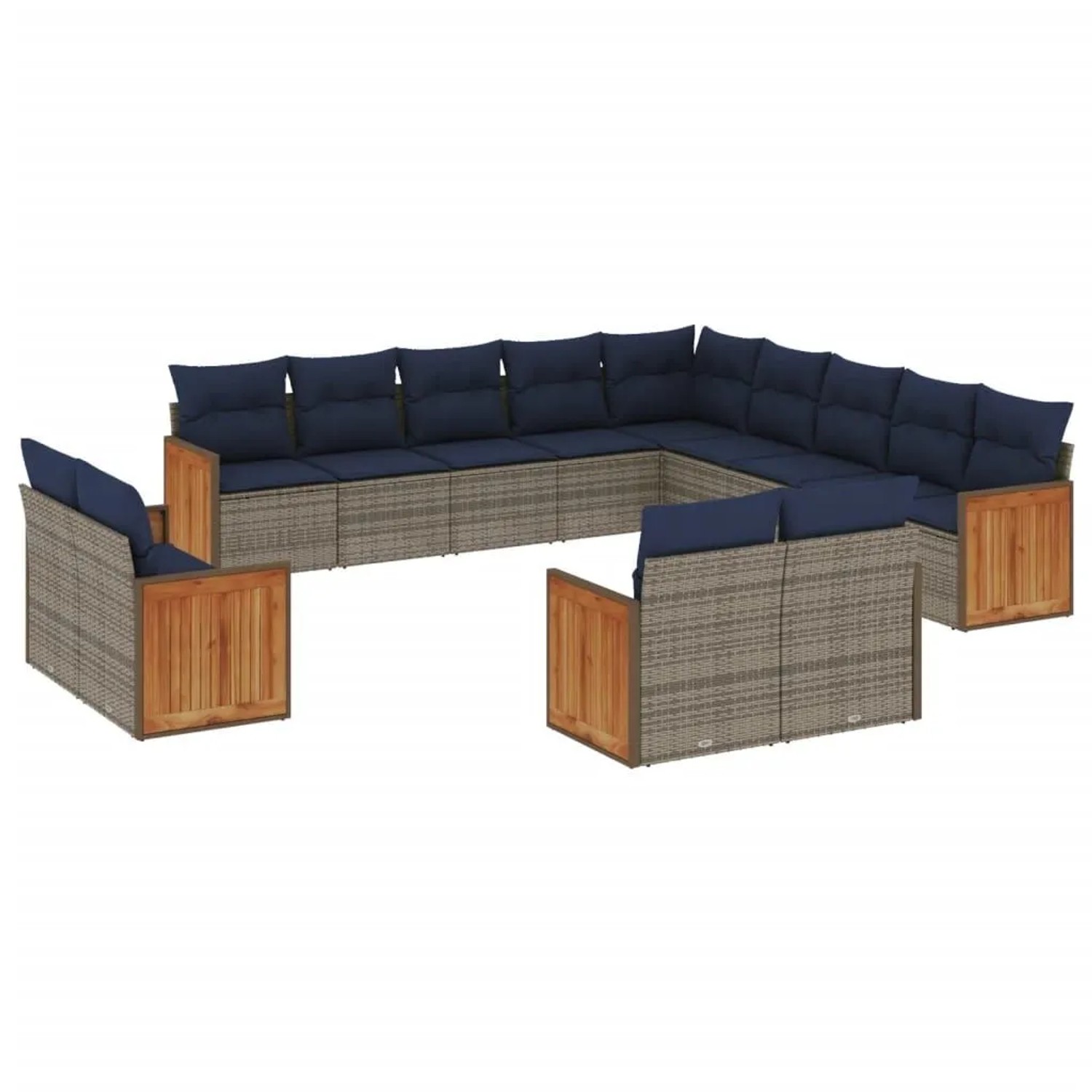 vidaXL 13-Tlg Gartensofa-Set mit Kissen Grau Polyrattan 3228210 günstig online kaufen