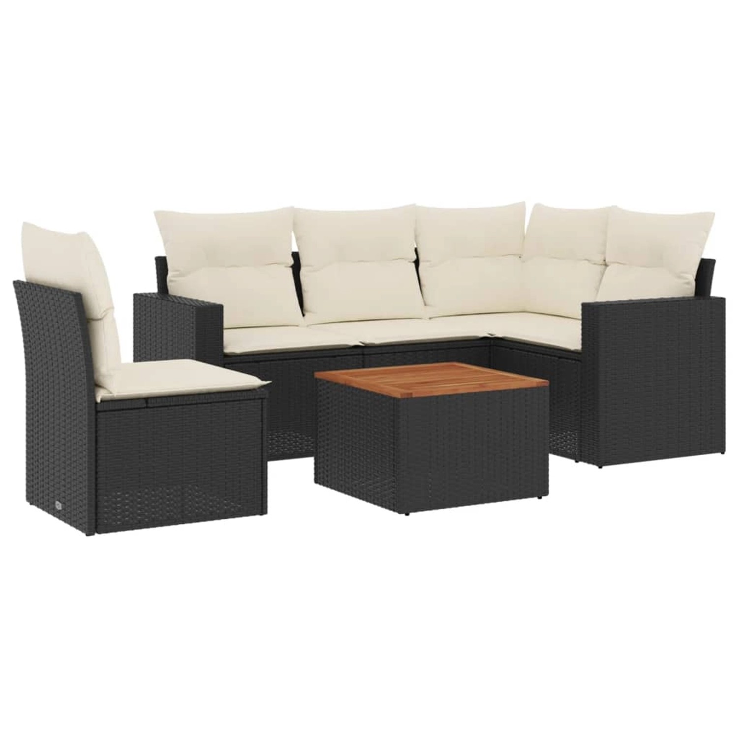 vidaXL 6-tlg Garten-Sofagarnitur mit Kissen Schwarz Poly Rattan Modell 181