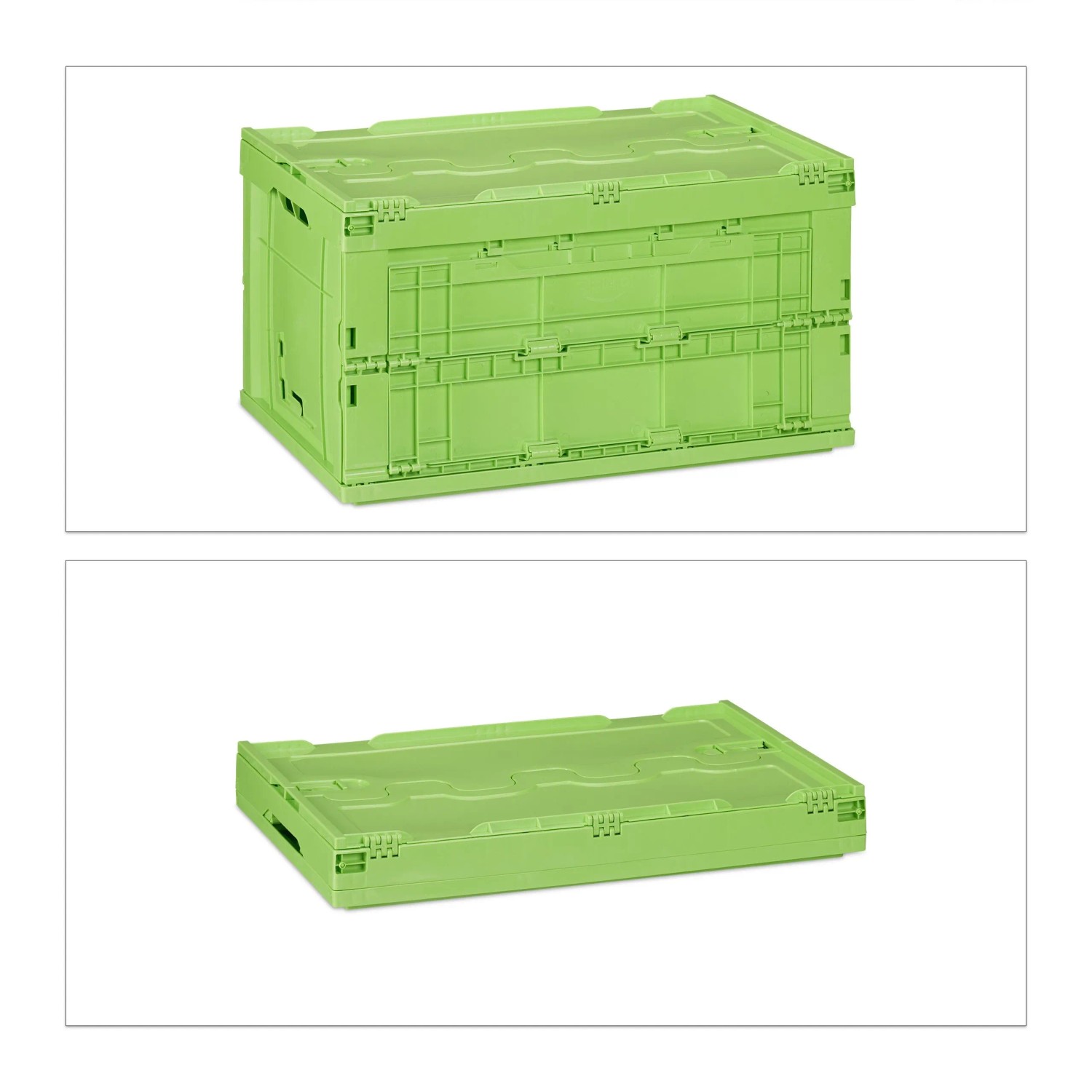 Relaxdays Transportbox Polypropylen Grün Schließbar Stapelbar Zusammenklappbar 60 L 58,5 cm x 39,5 cm x 32,5 cm 2,7 kg