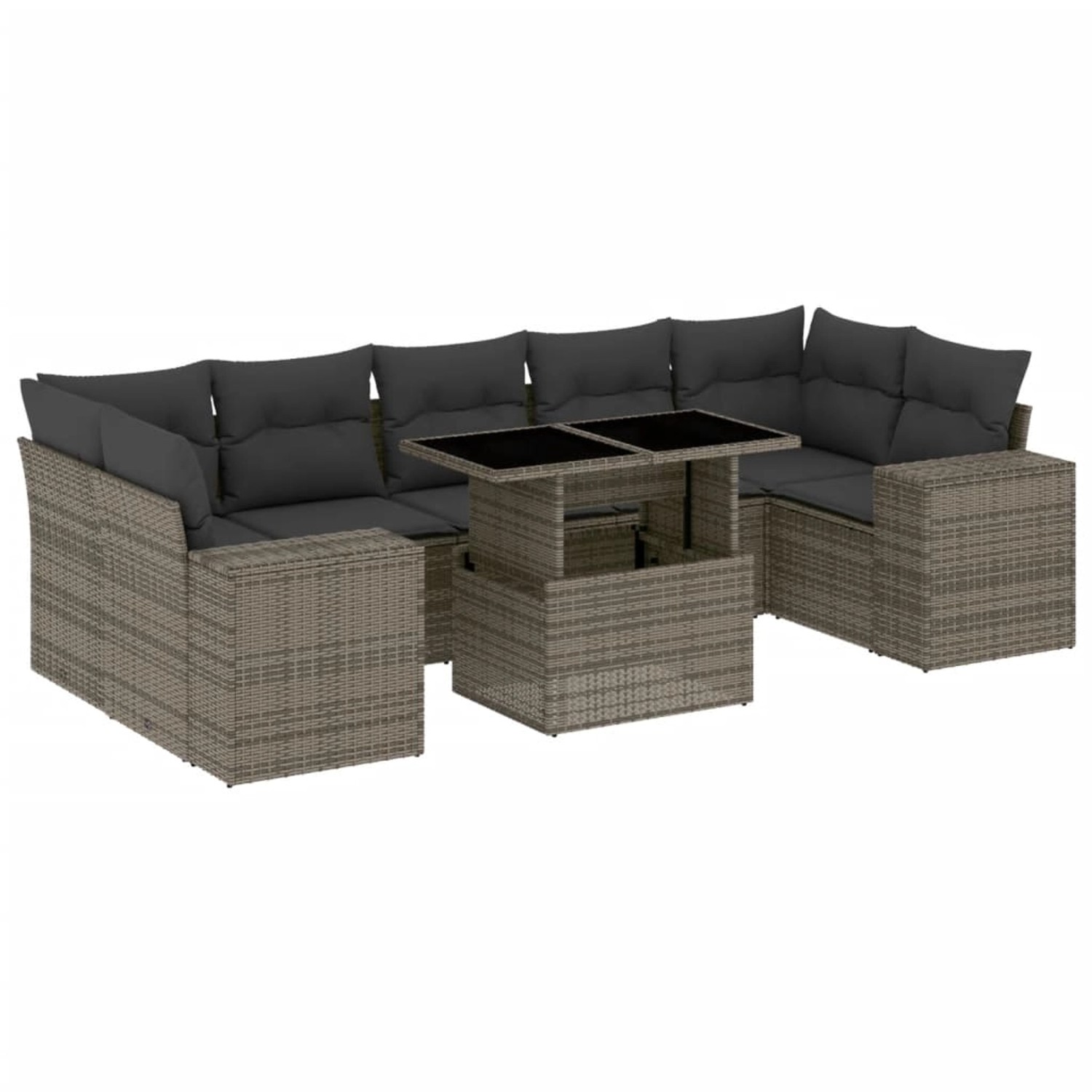 vidaXL 8-tlg Garten-Sofagarnitur mit Kissen Grau Poly Rattan Modell 145 günstig online kaufen