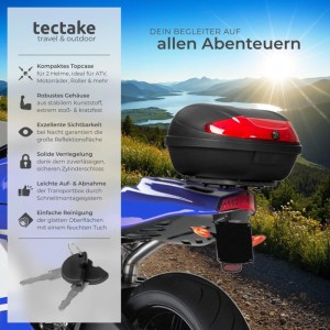 Tectake Motorradkoffer Matze Volumen 48 L  Platz Für 2 Helme Robust und Spritzwassergeschützt  58 x 43 x 32 cm Schwarz
