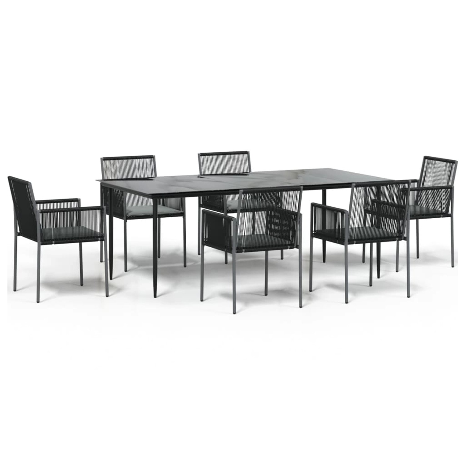 vidaXL 7-Tlg Garten-Essgruppe mit Kissen Schwarz Poly Rattan Stahl 3187071 günstig online kaufen