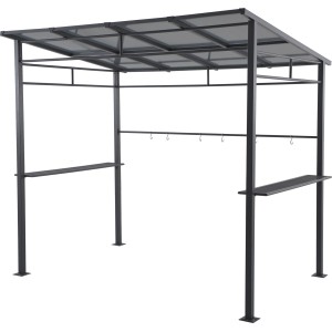 Anthrazitfarbener Pavillon Bramston aus Aluminium mit Ablageflächen und Haken.