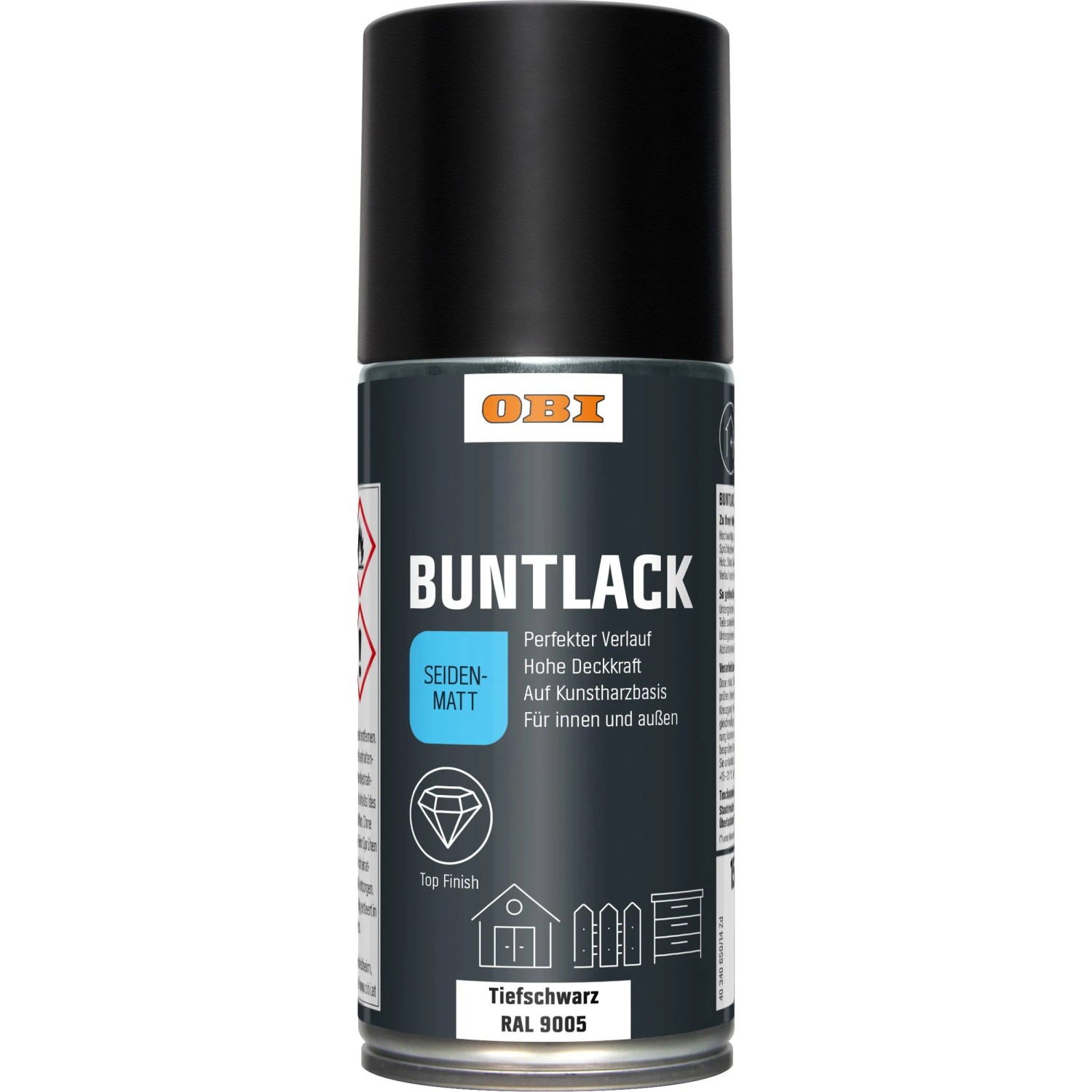 OBI Buntlack Spray RAL 9005 Tiefschwarz seidenmatt 150 ml